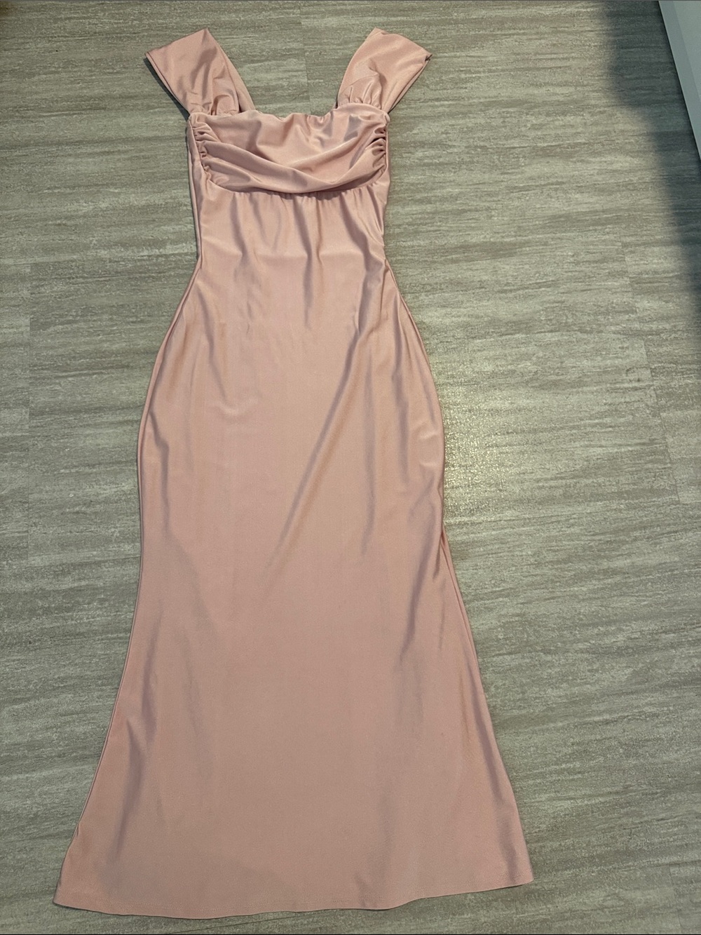 Sleeveless Pink Cowl Neck Maxi Dress